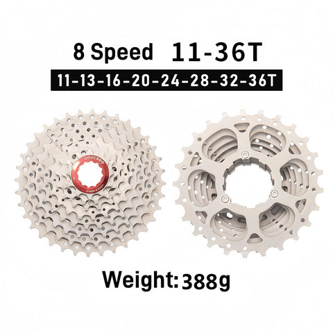8 Speed Bike Cassette Set For Mountain And Road Bikes With 11-32T 11-36T 11-40T 11-42T Options, Nickel Plated Steel