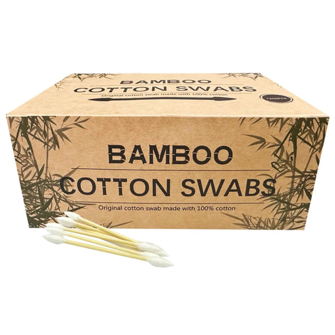 1200 Count Pack Precision Tip Cotton Swabs With Bamboo Sticks, Double Pointed For Makeup And Electronics Cleaning, Skin Friendly Soft Cotton Heads, Pro Grade Durable Dual End Applicators For Detail Grooming And Cleanup. Box and swabs