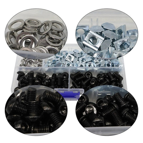 All In One Aluminum 2020 T Slot Hardware Set With M6x8 And M6x10 Screws M6 Nuts And Washers For 2020 2040 20 Series Extrusions DIY Friendly