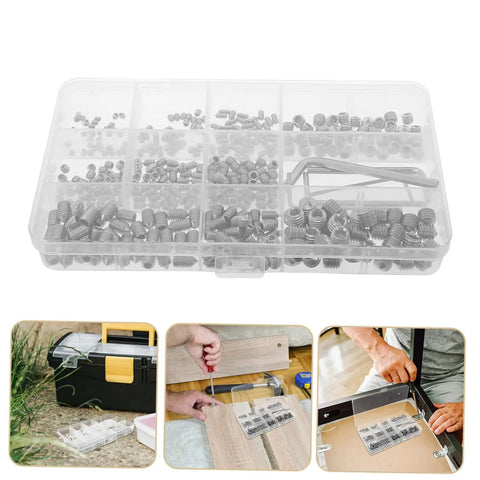 400 Piece Metric Set Screws Assortment Kit With M3 M4 M5 M6 M8 Pointed Head Fixing Screws For Bathroom Accessories Hardware