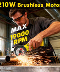Person using Cordless 21V Mini Angle Grinder Kit With Brushless Motor High Speed Electric Grinder Tool 210W Power 19000 RPM