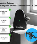 Must Have Charging Adapter For Meta Glasses Gen 1/2 Wayfarer Skyler Headliner HSTN USB C Port LED Indicator 2 Pack Portable Charger Connector For Meta Glasses Accessories displayed with labeled compatibility chart and glasses image