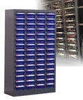 Rock Solid Storage Cabinet Featuring Super Smooth Sliding Rails For Stress Free Bolt Nut Screw Sorting And Quick Sample Access Keeping Workshops Totally Organized with blue trays