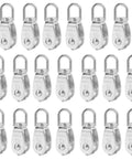 20 Piece M15 Stainless Steel Single Pulley Block For Lifting And Towing, Swivel Hook, Wire Rope Crane Pulley, Durable Silver Finish