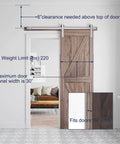 Brushed Nickel Barn Door Hardware Kit With Heavy Duty Sliding Track And Quiet Glide For 30 Inch Wide Door, 5 Feet Rail