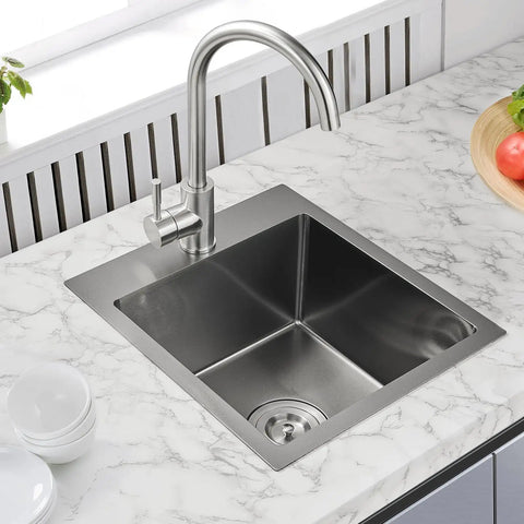 15 Inch Black Bar Sink Drop In Topmount Or Overmount Single Bowl Prep Kitchen Sink Handmade 20 Gauge T304 Stainless Steel