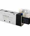 Industrial Pneumatic Solenoid Valve 4V410-15 With AC 110V Control, shown with ports for air inlet and exhaust.