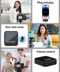 Collage of 3 in 1 Wireless Lavalier Microphone Clip-On for iPhone Android and Camera, Noise Cancelling Tech for TikTok YouTube Vlogs.