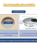 Diagram of 3 Pack Satin Nickel Metal Cable Grommets For Desk And Office Wire Management, showing fit for 2 inch holes (50mm).