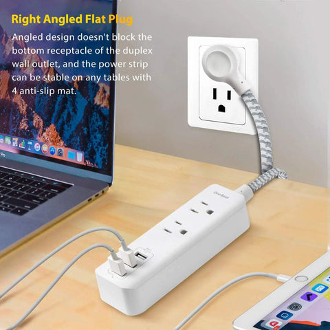 Go-To USB Charging Station With 2 Outlets And 3 USB Ports 3.1A 15W Desktop Power Hub with laptop and phone plugged in
