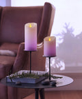Flameless Color Changing LED Candle Pillar 3 By 4.5 Inches With Real Wax Moving Flame on living room table