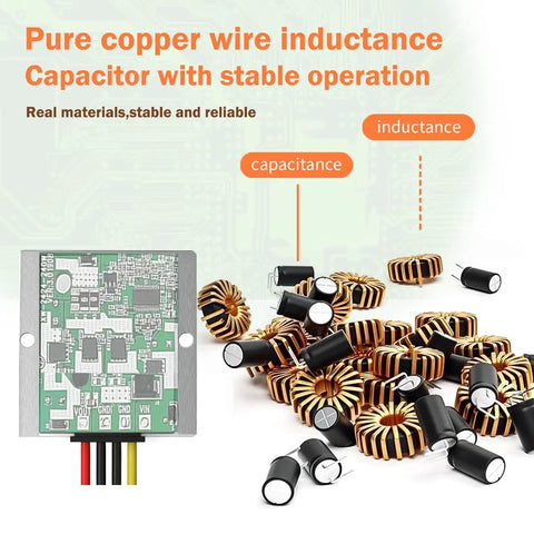 24V To 12V DC Power Converter showing internal components like capacitors and inductors for heavy duty use