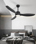 Black Boss 52 Inch Ceiling Fan With Remote And Light Dimmable 22W LED Light DC Motor in bedroom view