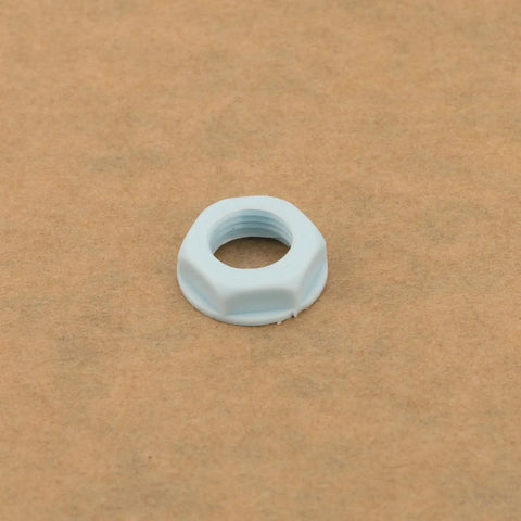 Pro Grade Water Level Float Switch Probe for Commercial Ice Machines, Universal Two Line Float Sensor Accessories, Easy Install, Dependable Level Sensing for Bar, Cafe, and Home Kitchen Equipment white threaded plastic nut shown on brown surface