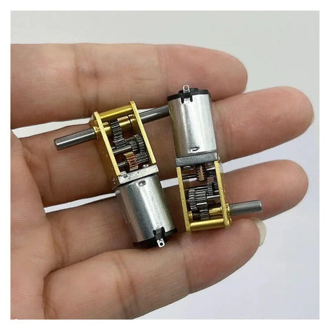 Beefy All Metal Gearbox DC Motor With Long Shaft For N20 Slow Speed High Torque Worm Gear shown in hand for scale
