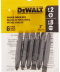 DEWALT screwdriver bit set, 6-pack of double-ended bits, 2-inch length with Phillips #2 and No.8 slotted ends in yellow packaging