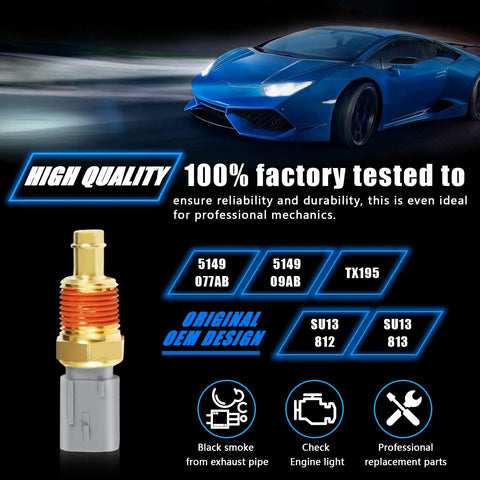5149077AB Engine Coolant Temperature Sensor Replacement with copper housing, designed for Jeep and Dodge vehicles.