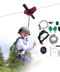 Backyard Zip Line Kit 120Ft For Kids And Teens Up To 330 Lbs With Stainless Steel Cable Spring Brake Adjustable Safety Harness And Helmet Included