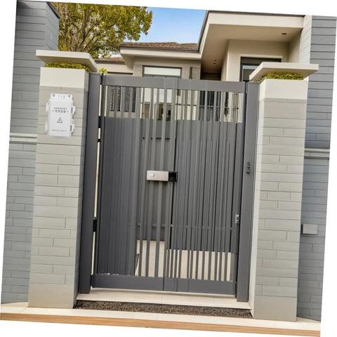 Hohopeti Heavy Duty Waterproof Electrical Junction Box for Outdoor Wiring mounted near a modern gray gate.