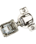 Premium USA Made Grass TEC 864 Overlay Self Closing Cabinet Hinges, front view, satin metal finish, 108-degree opening