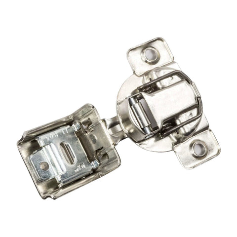 Premium USA Made Grass TEC 864 Overlay Self Closing Cabinet Hinges, front view, satin metal finish, 108-degree opening