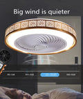 Sleek 20 Inch Bladeless Ceiling Fan With Light Remote Control Three Color Temperature Dope Low Profile Gold Finish for Bedroom