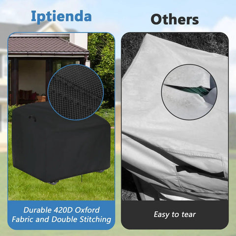 Comparison of Outdoor Papasan Chair Cover Waterproof 41 Inches Wide 45 Inches Deep 31 Inches High Heavy Duty 420D Oxford Fabric and inferior fabric.