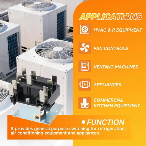 Applications of General Purpose Switching Relay With 24 VAC Control Coil DPDT For HVAC And R Equipment shown with equipment