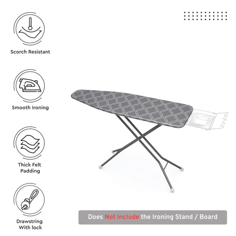 Thick 3mm Felt Ironing Board Cover And Pad For 42x14 Standard Size With Scorch And Stain Resistant Cotton Heavy Duty Drawstring