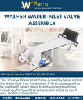 Genuine OEM Washer Water Inlet Valve Assembly W11513255 Replacement Part on home laundry table, part W11385821