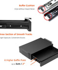 Under Desk Drawer Organizer 18 Inch Pull Out Storage Mounted Under Desk or Workbench showing buffer cushion and extension tracks
