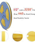 Real Deal Heavy Duty Pallet Strapping Kit With 328 Feet Of Half Inch Poly Strap And Manual Tensioner Tool Including One Hundred Secure Metal Seals For Reliable Cargo Packaging And Warehouse Shipping Ready For The Daily Grind, 1/2" poly strap on a blue reel with 3200" length.