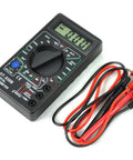 DT830B LCD Digital Multimeter Voltmeter, Ammeter And Ohmmeter With Diode And Transistor Test, compact with probes attached