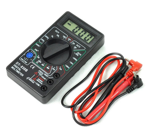 DT830B LCD Digital Multimeter Voltmeter, Ammeter And Ohmmeter With Diode And Transistor Test, compact with probes attached