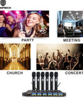 Proreck MX66 6 Channel UHF Wireless Microphone System With Six Handheld Mics for parties, meetings, church, and concerts
