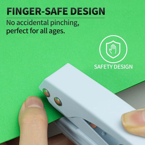 Heavy Duty 1/4 Inch Single Hole Paper Punch For Crafts And Office Use showing finger-safe design on green paper