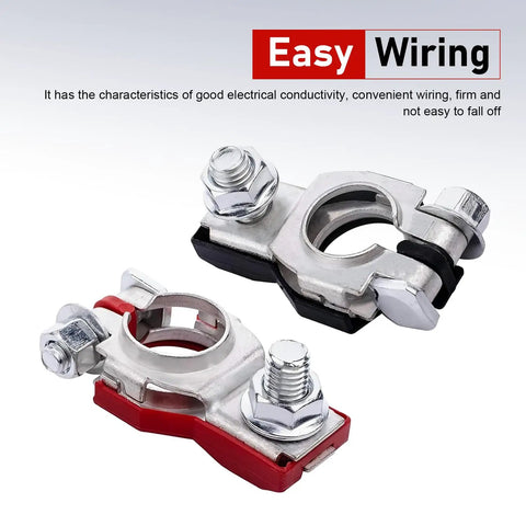 Premium Battery Terminal Connectors Set 2 Rustproof Positive And Negative Top Post Clamps With Washers For Universal Vehicle Setup