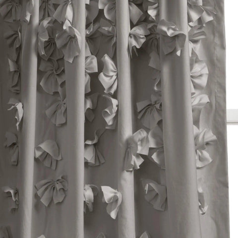 Riley Light Filtering Window Curtain Panel With Delicate Bow Details For Living Room Or Bedroom 54 Inch Wide By 84 Inch Long Gray
