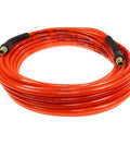 Flexeel Reinforced Polyurethane Air Hose 1/4-Inch ID, 100-Foot, Transparent Red, coiled with MPT strain relief fittings