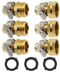 Heavy Duty Garden Hose Repair Kit With Clamps Includes Male And Female Fittings Aluminum Hose Repair Connector Set 3 Pack displayed