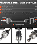 Premium Street Ready Front Left And Right CV Axle Shaft Kit Fits Hyundai Sonata 2011 To 2014 2.4L Gas Automatic detailed specs