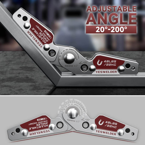Pro Grade Adjustable Angle Welding Magnet With 20 To 200 Degree Range, 48 Lb Holding Power Magnetic Welding Holder on metal