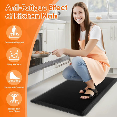 Kitchen Mat Cushy Thick Floor Comfort Mat With Non Slip Bottom Water And Stain Resistant Easy Clean Standing Desk Mat For Kitchen Sink And Office 17.3x28 Inches Black in kitchen scene