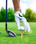 Person placing golf ball on Funny Bikini Style Golf Tees For Women 6 Pack Plastic Tees Set Hilarious Gift on golf course