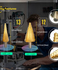 Professional Grade Step Drill Bit Set For Metal In Titanium HSS High Speed Steel with 23 sizes from 1/4 to 1-3/8 inch