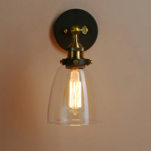 Vintage Style Clear Glass Wall Sconce Hardwired Vanity Light For Bathroom And Bedroom Hallway Cafe Rustic Farmhouse Wall Mounted Lamp