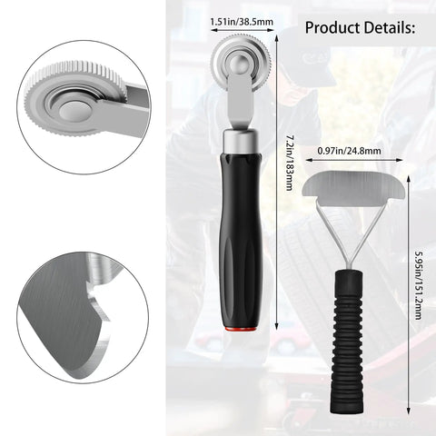 Straight Shooter Tire Repair Patch Tool Kit With 42Mm Steel Buffing Wheel HSS Drill Bits Utility Knife And Wax Marker for detailed tire repair tools.