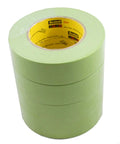Stack of Green 1-1/2 Inch Auto Masking Tape 233+ For Car Painting, Premium Conformable Backing With Clean Edge, 4 Roll Pack