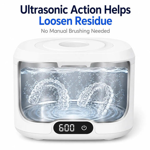 Image of Retainer Cleaner With UV Light And 49kHz Ultrasonic Deep Cleaning Digital Timer 340ml Stainless Steel Tank Easy To Use