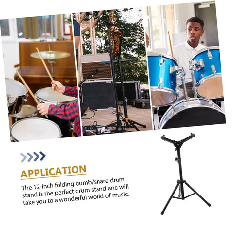 Portable Folding Snare Drum Stand With Heavy Duty Alloy Frame Multi Angle Adjustable Metal Mount Detachable Practice Rack For Drummers Black Design Is Built Tough And Straight Up Ready For Any Gig in use during band practice.